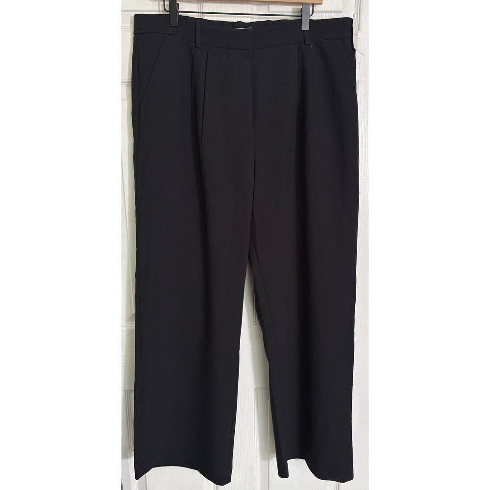 Abercrombie & Fitch Sloane Tailored Pant 18R/34 Black High Rise Pleated Wide Leg